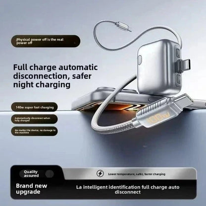 Type-C 140W Auto Disconnect Charger Adapter, Fast Charging Separator Auto Cut