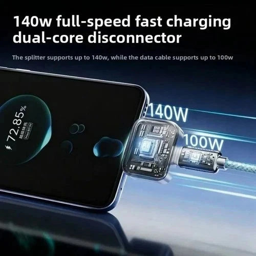 Type-C 140W Auto Disconnect Charger Adapter, Fast Charging Separator Auto Cut